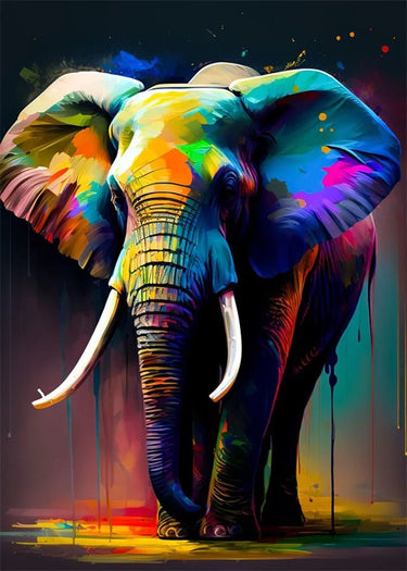Vibrant Abstract Elephant Canvas Wall Art - InspiredGrabs.com